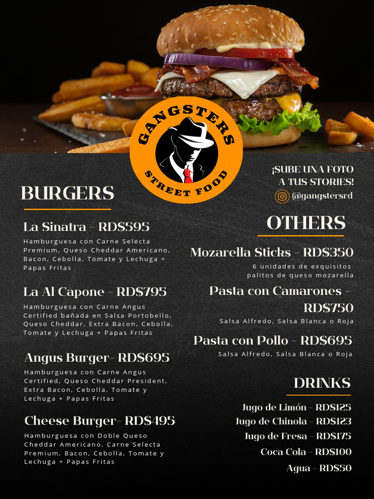 Menú Restaurante Rústico Pintoresco Negro | PDF