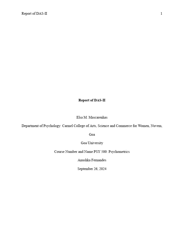 DAS-II Assessment Overview and Insights | PDF | Psychology ...