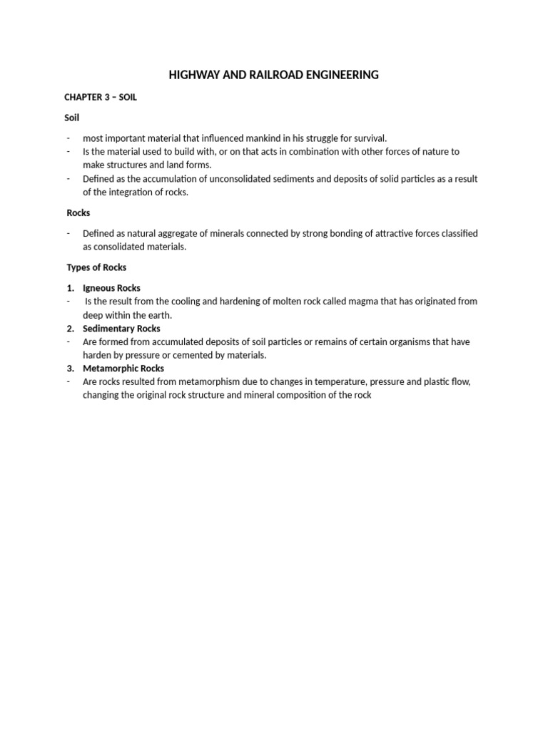 Highway and Railroad Engineering: Chapter 3 - Soil Soil | PDF | Social ...
