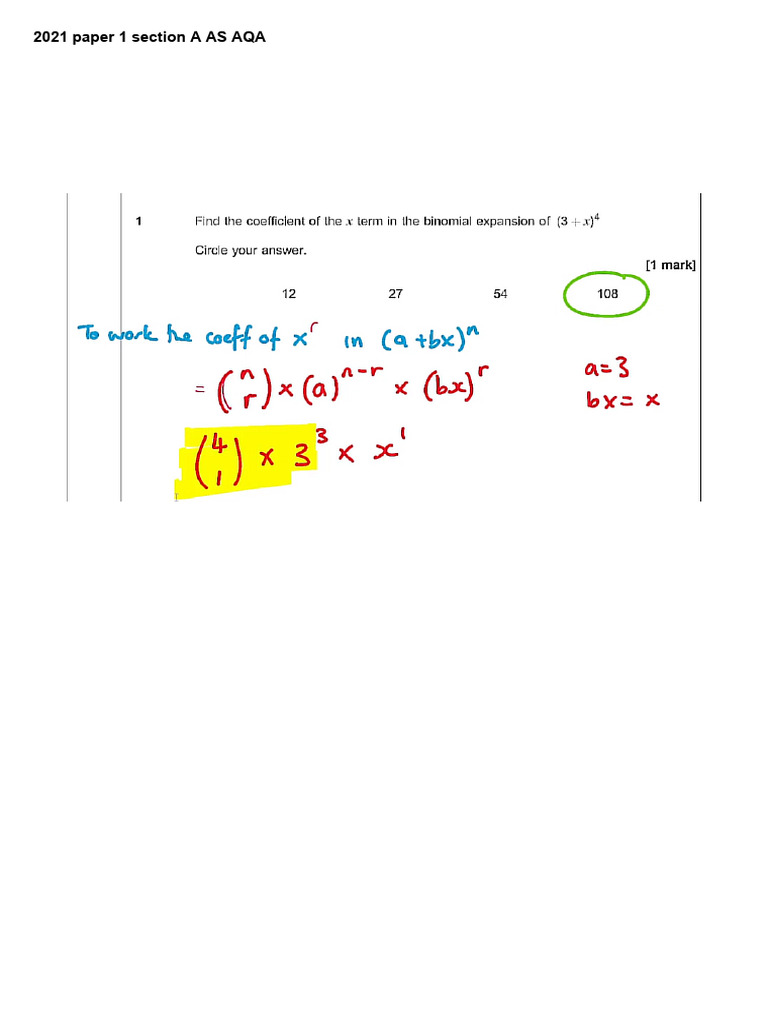 2021 AQA AS Paper 1 Section A | PDF