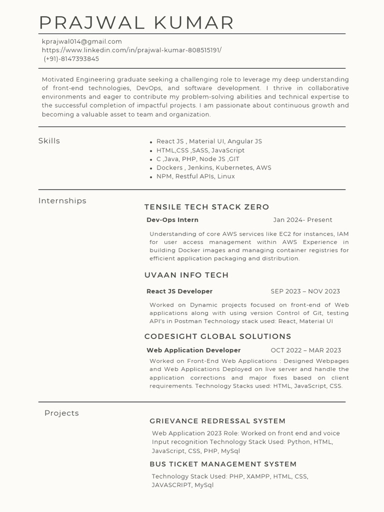 Front-End Developer Resume Overview | PDF | Java Script | Software ...