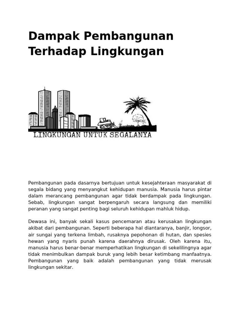 Dampak Pembangunan Terhadap Lingkungan Pdf