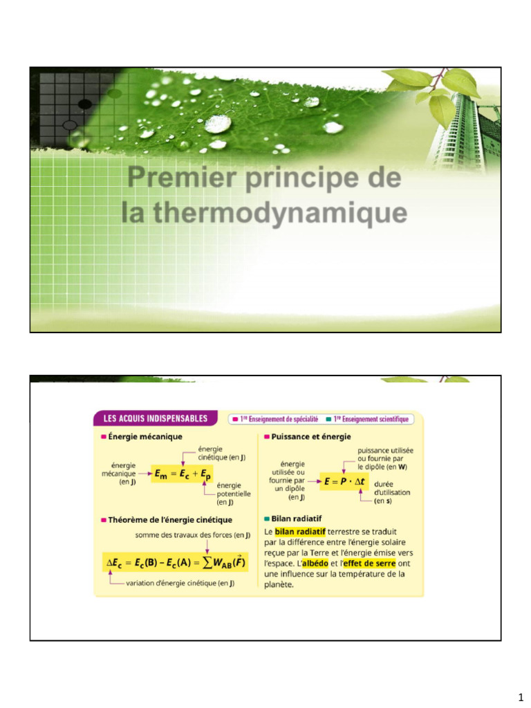 Premier principe de la thermodynamique | PDF | Effet de serre ...