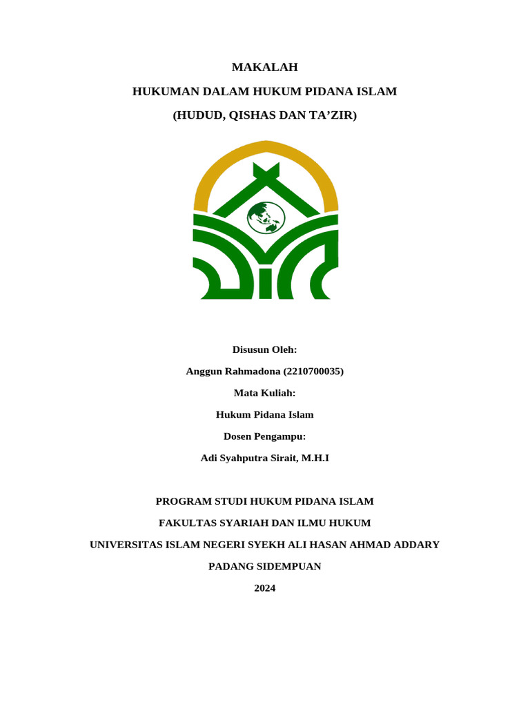 Hukuman Dalam Hukum Pidana Islam | PDF