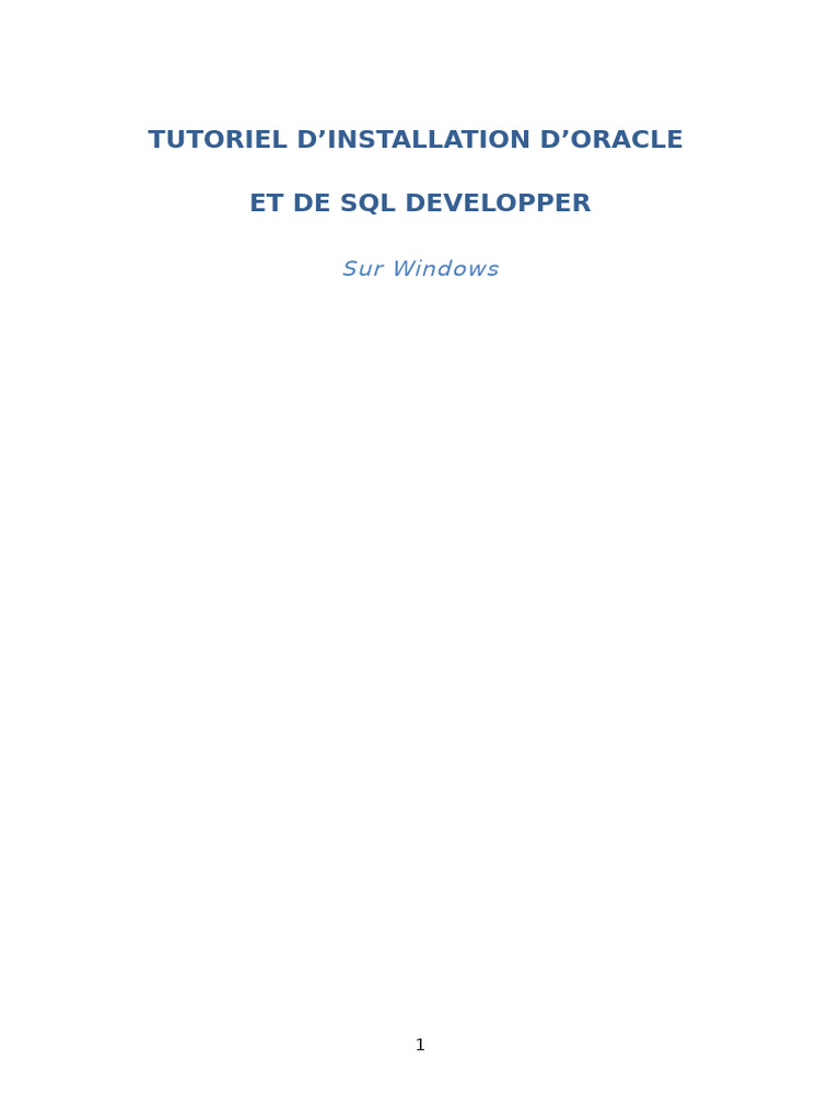 Installation d'Oracle et SQL Developer | PDF | Base de données Oracle | SQL