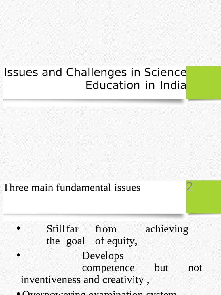 Issues and Challenges in Science Education in India | PDF | Educational ...
