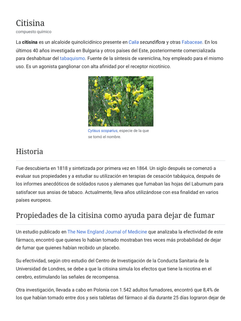 Citisina: Efectividad en Dejar de Fumar | PDF | Drogas que actúan sobre ...