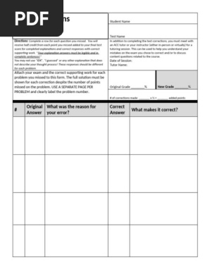 Test Corrections Template
