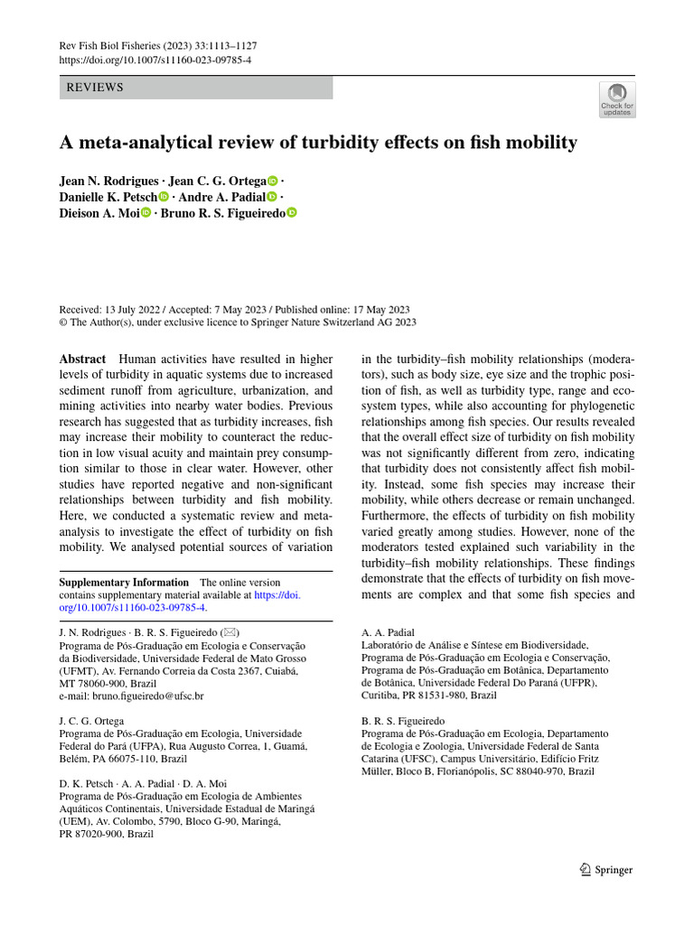 s11160-023-09785-4 | PDF | Effect Size | Meta Analysis