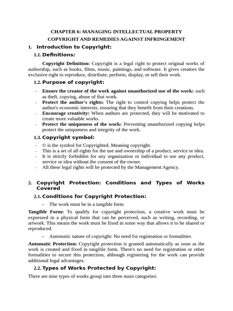 Copyright Management and Infringement | PDF | Copyright | Copyright ...