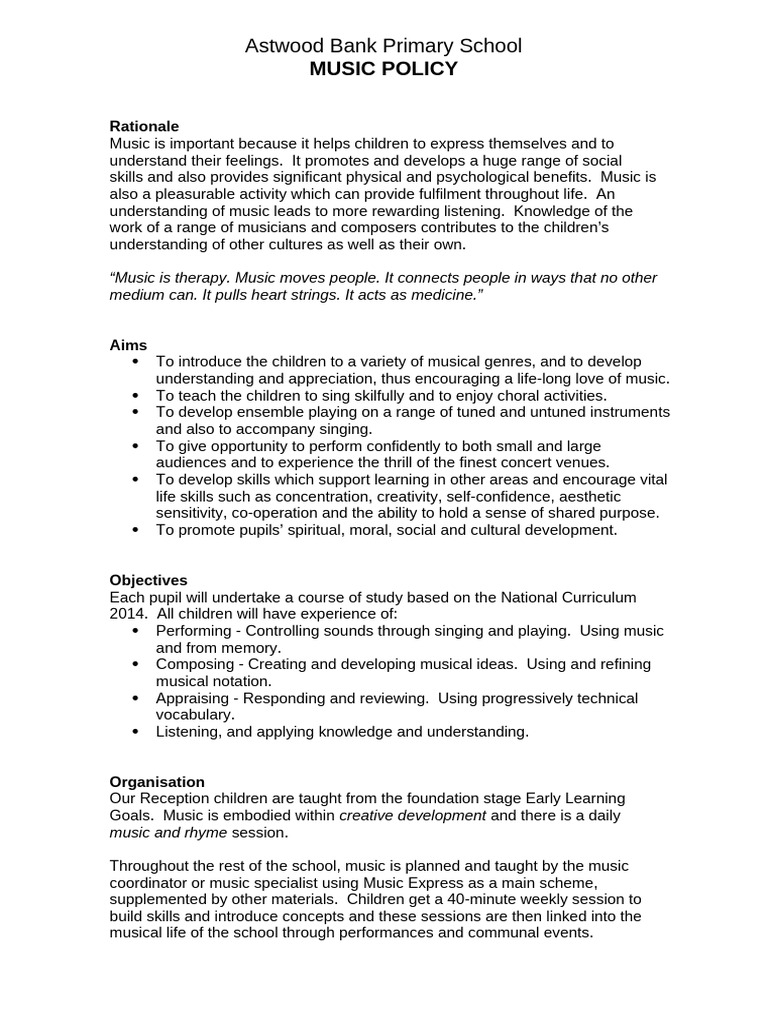 MUSIC POLICY Rev 2018 PDF Concert Performing Arts