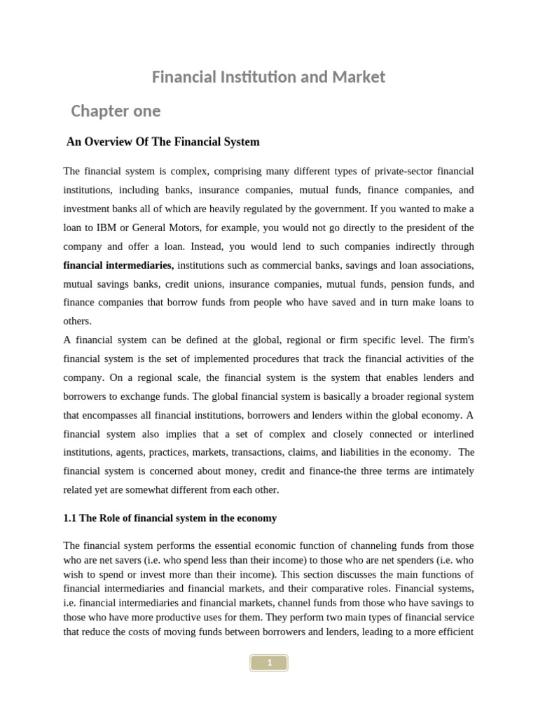 Financial Institution and Market | PDF | Financial Markets | Securities ...