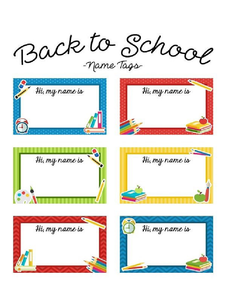 Back To School Name Tags | PDF