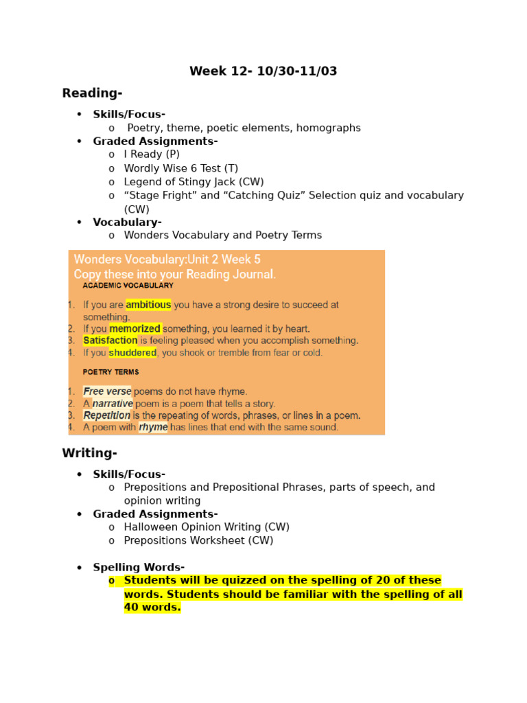 Week 12 Oct - 30 - Nov - 3 | PDF