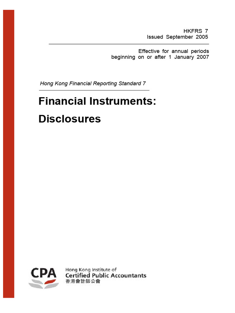 HKFRS 7 Financial Disclosure | PDF | Fair Value | Financial Risk