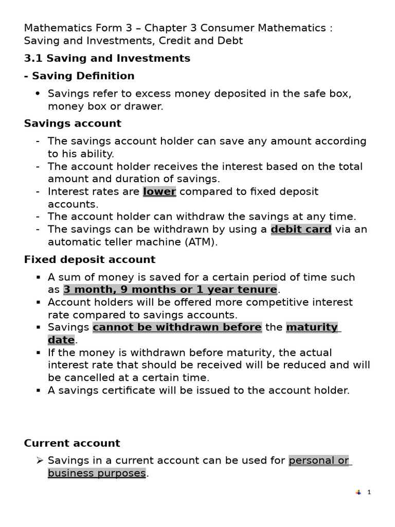 Mathematics Form 3 - Chapter 3 Consumer Mathematics | PDF | Transaction ...