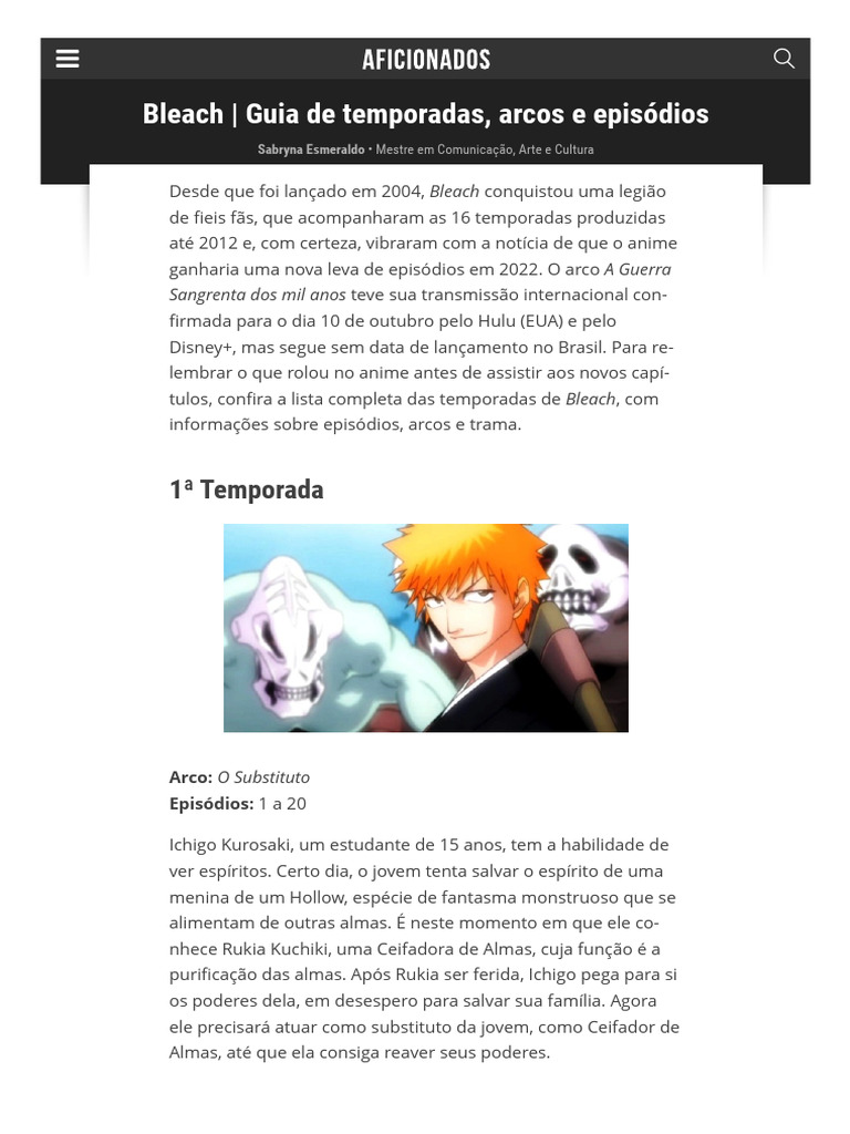Guia Completo das Temporadas de Bleach | PDF