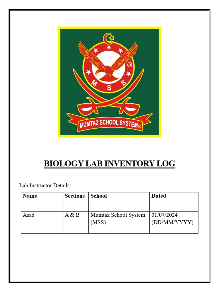 Template For Inventory Log