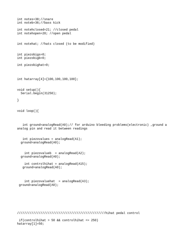 Arduino MIDI Drum Kit Code | PDF