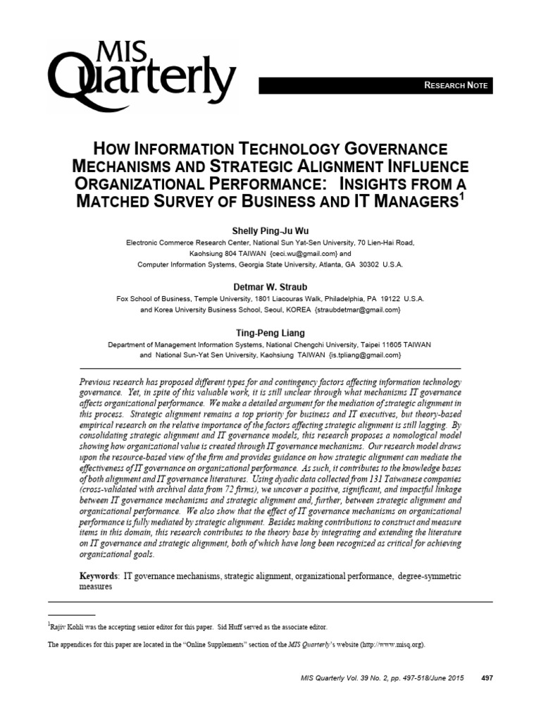 How Information Technology Governance Me | PDF | Governance | Strategic ...