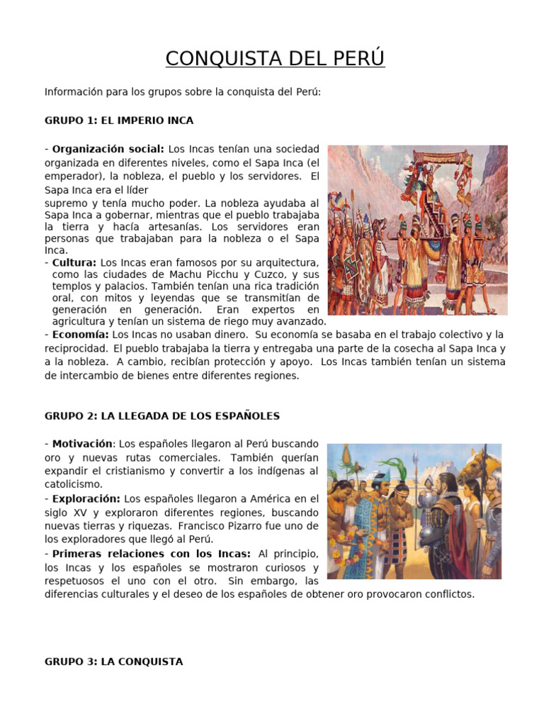 Conquista del Perú: Incas y Españoles | PDF | Imperio Inca | Francisco ...