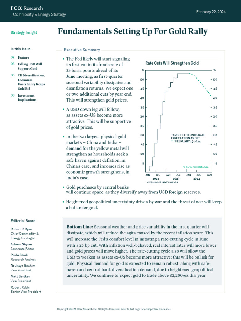 Fundamentals Setting Up For Gold Rally - BCA Research | PDF | Inflation ...