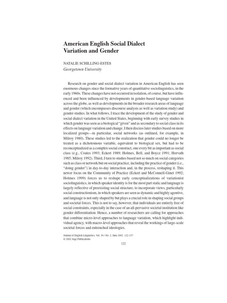 Schilling Estes 2002 American English Social Dialect Variation and ...
