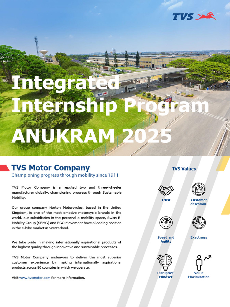 TVS Integrated Internship Program 2025 | PDF | Sales | Business