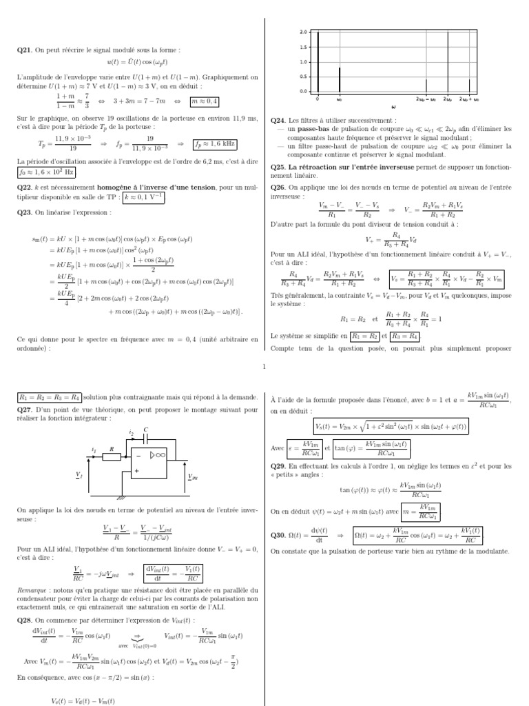 Modulatio Démodulation - DM - Correction | PDF | Ingénierie ...
