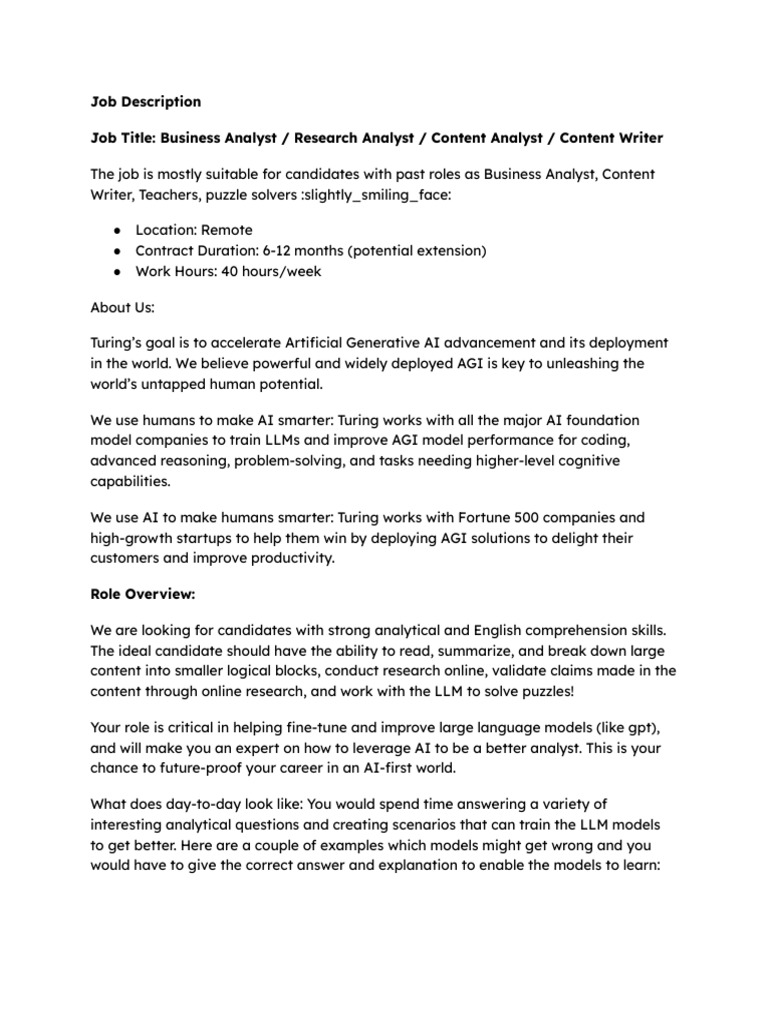 Research Analyst Job Overview | PDF | Artificial Intelligence ...