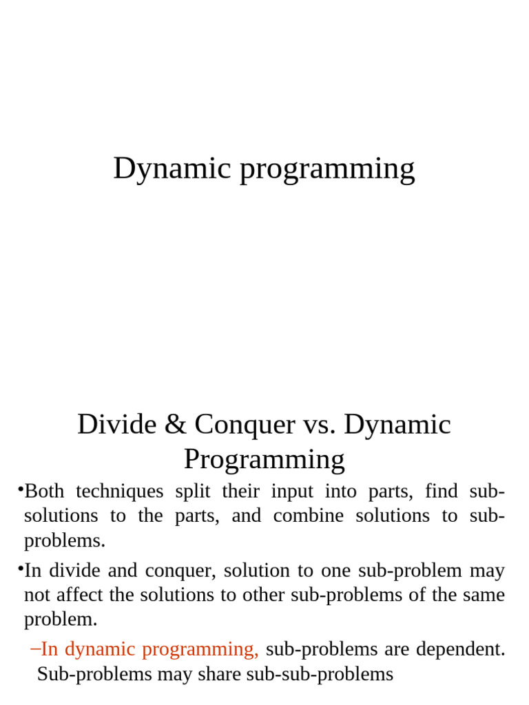 4 Dynamic programming-lec | PDF | Dynamic Programming | Computational ...