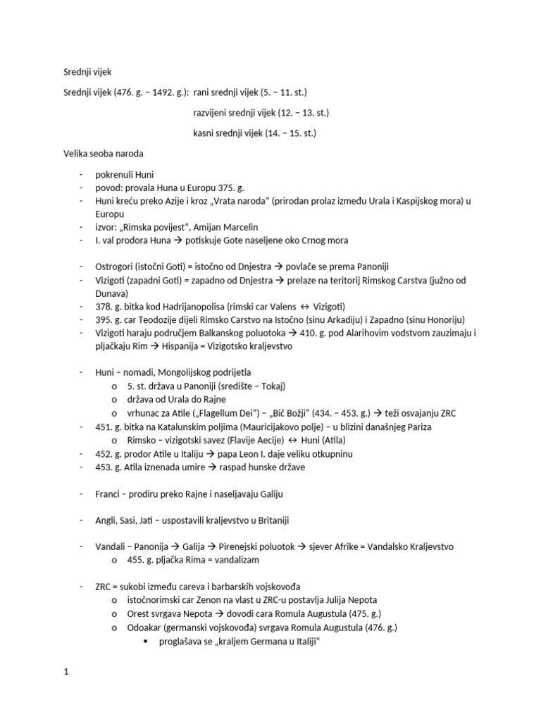 Srednji Vijek I Ostalo | PDF