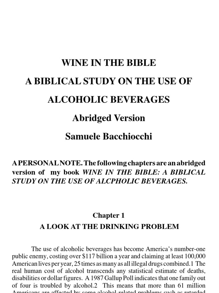 Wine in The Bible (Abridged) by Samuele Bacchiocchi PDF Wine Fermentation In Winemaking