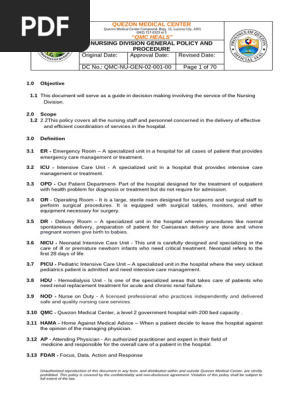 NURSING DIVISION GENERAL POLICY AND PROCEDURE