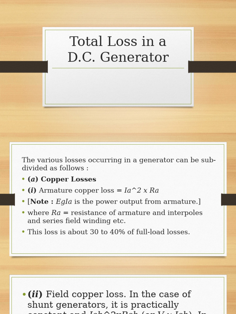 D.C. Generator Losses Explained | PDF | Electric Generator | Horsepower