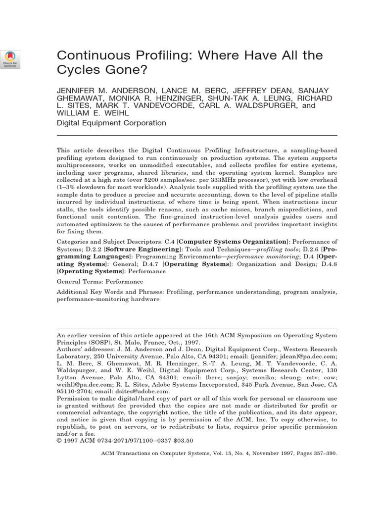 Continuous Profiling - Where Have All The Cycles Gone? | PDF | Central ...