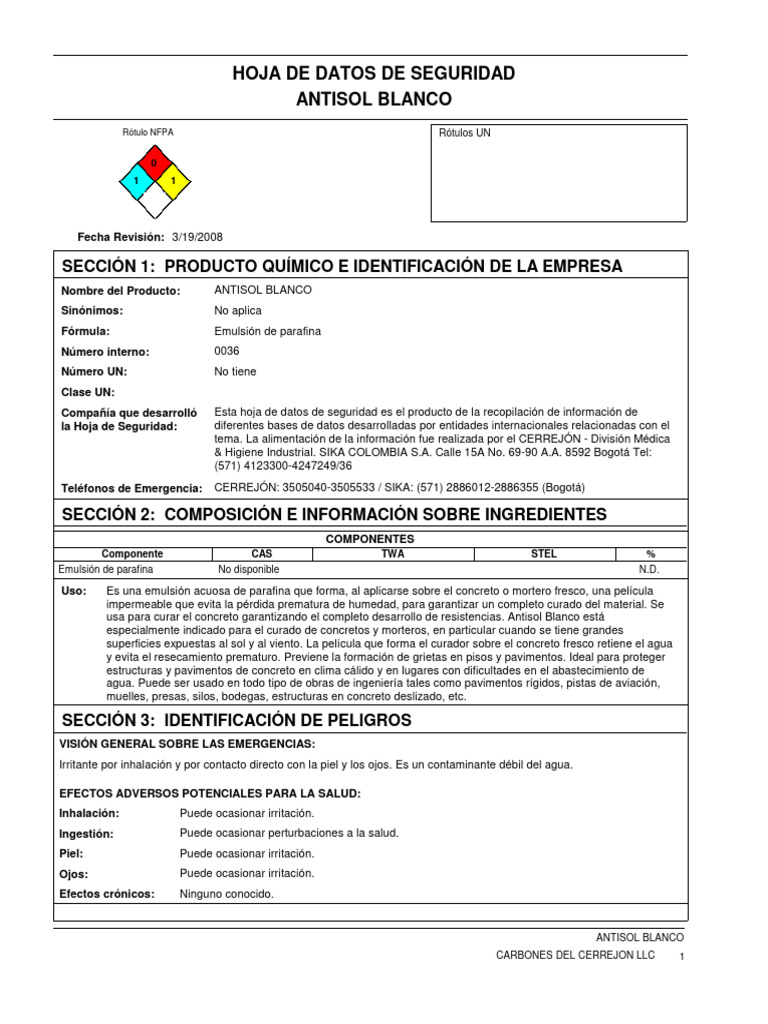 0036 Antisol Blanco | PDF | Agua | Hormigón
