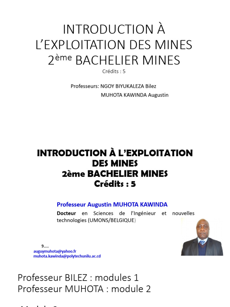 Introduction à l'Exploitation Minière | PDF | Exploitation minière | Forage