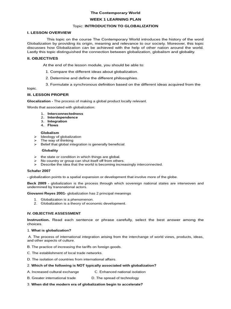 Ge3 Week 1 | PDF | Globalization | Global Politics