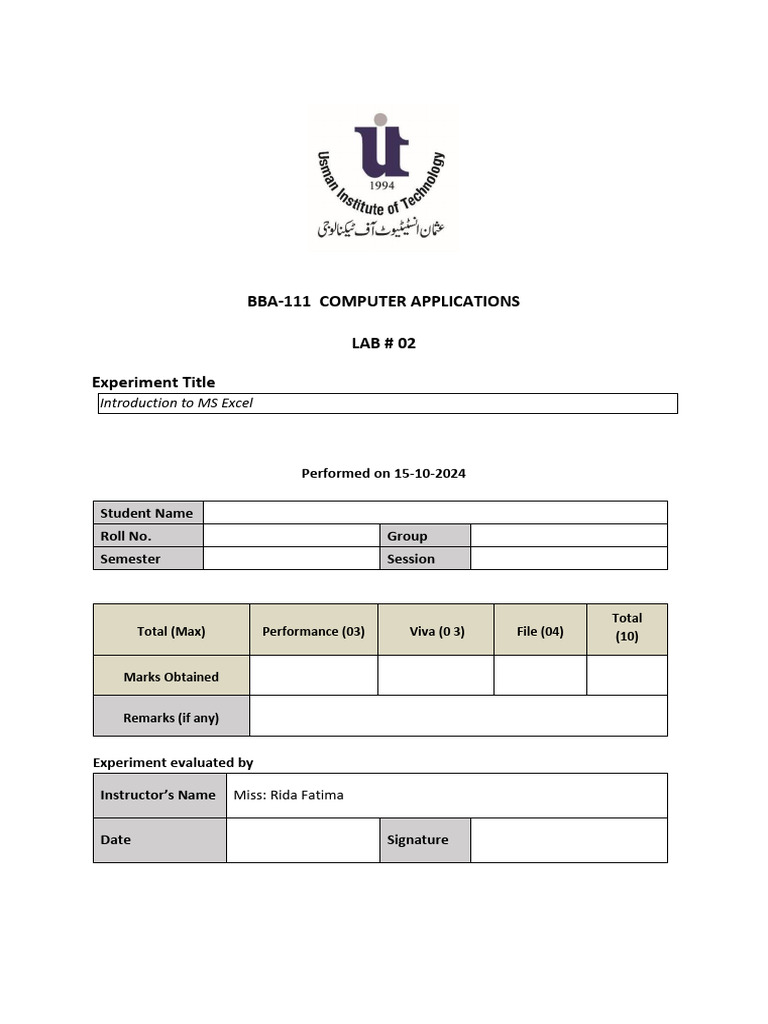 Introduction to MS Excel Basics | PDF | Microsoft Excel | Formula