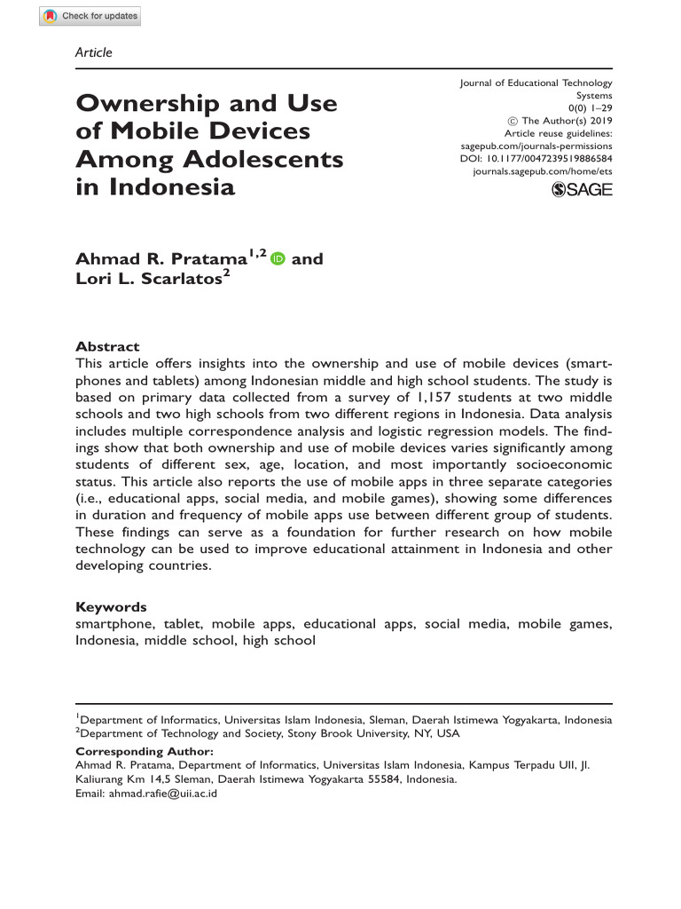 Mobile Device Use Among Indonesian Teens | PDF | Information And ...