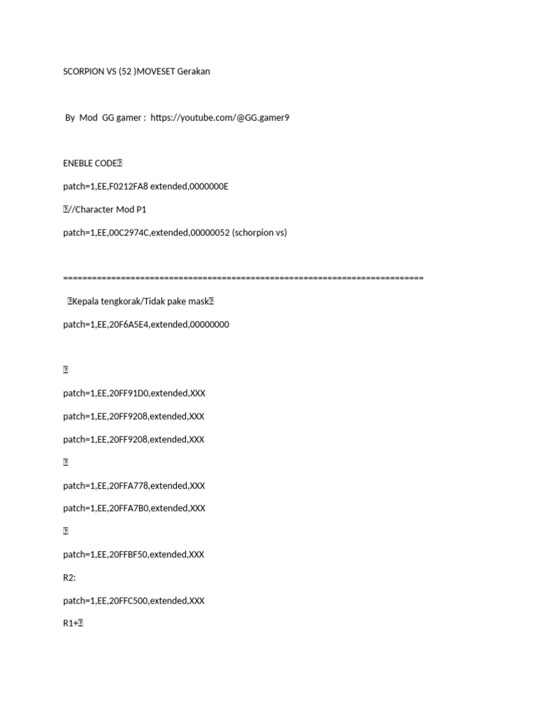 SCORPION VS MOVESET (52) by YT GG GAMER NO PW | PDF