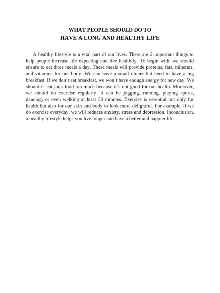 Tips for a Long, Healthy Life | PDF | Self-Improvement | Lifestyle