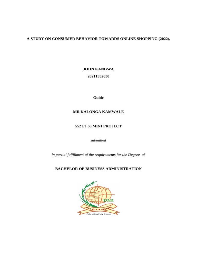 John mini projects pdf consumer behaviour online shopping