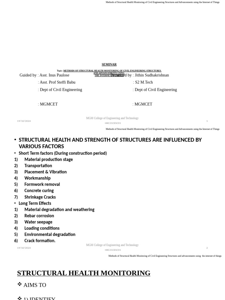 STRUCTURAL HEALTH MONITORING SYSTEM PDF Mechanical Engineering