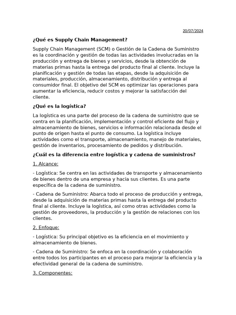 Gestión de la Cadena de Suministro y Logística | PDF | Cadena de ...