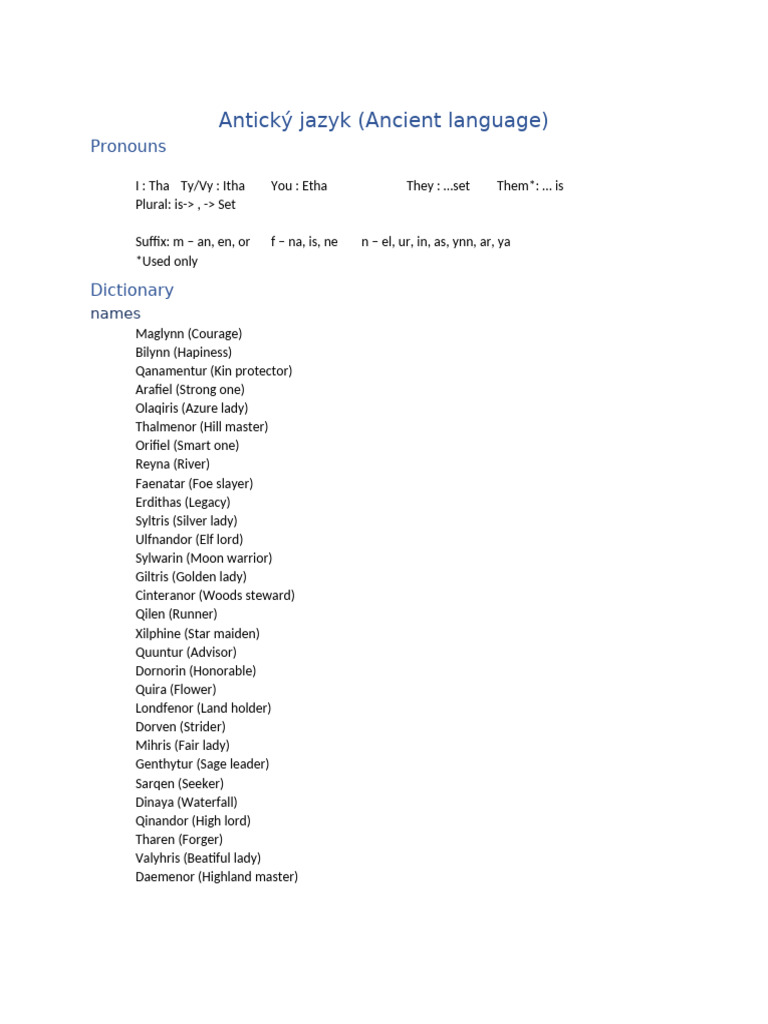 Ancient Language Pronouns and Vocabulary | PDF | Language Families ...