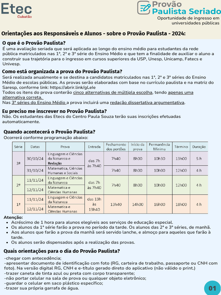 Provão Paulista 2024: Guia Completo para Alunos | PDF