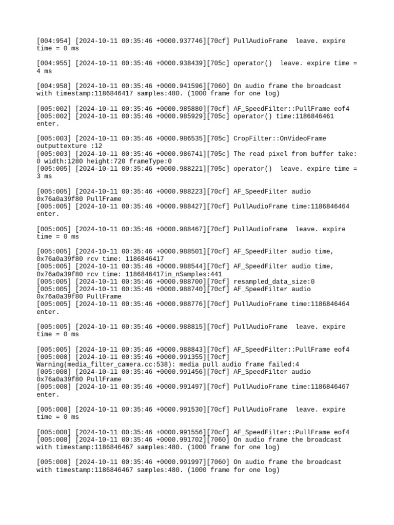 Audio Frame Processing Log Details | PDF | Multidimensional Signal ...