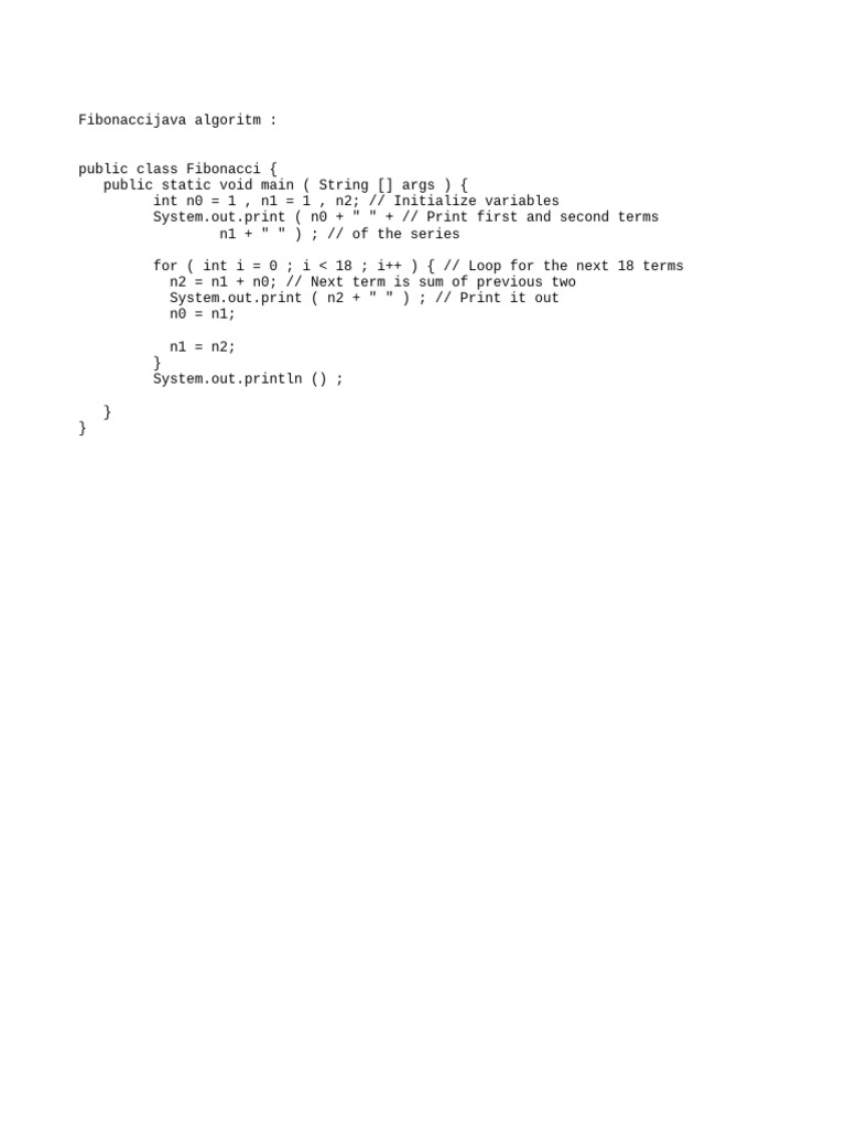 Fibonacci Java | PDF